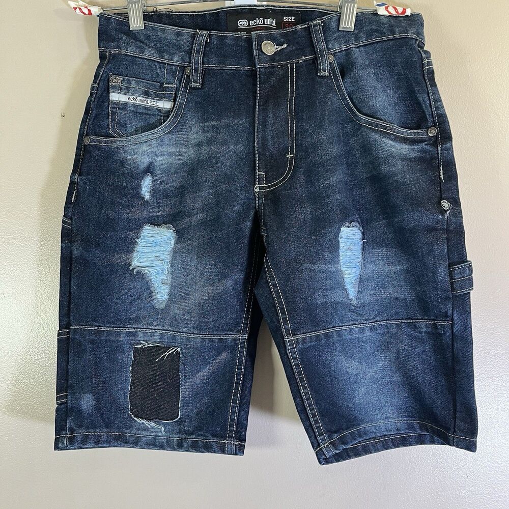 Ecko Unltd Shorts Mens 30 Blue Denim The Classic Carpenter Relaxed 90s